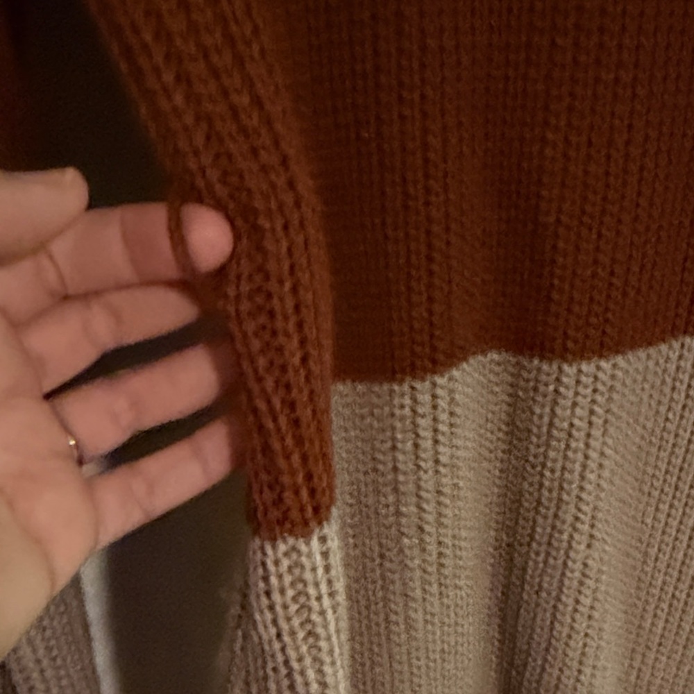 Olive & Oak Women's Colorblock Cardigan - Cream, Brown, Tan you can add a belt - Picture 5 of 8